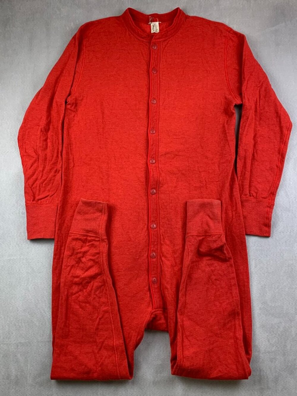 LL Bean Mens Medium Red Two-Layer Union Suit Thermal Long Johns Pajamas 1 Piece